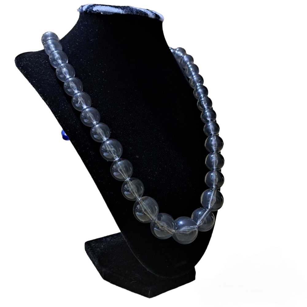 Women's Smokey Acrylic Round Beads Necklace‎ Size 12 Inches